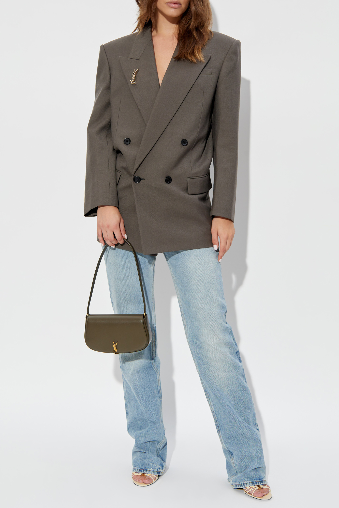 Grey Double-breasted blazer Saint Laurent - Vitkac Italy